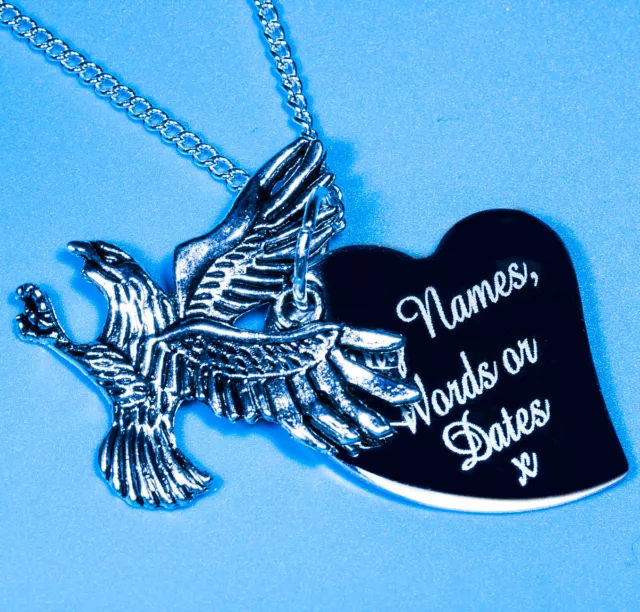 Personalised Farm Eagle Free Name Engraving Charm Pendant Necklace Boy Gift