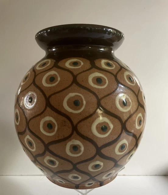 Ancien Vase En Céramique Émaillée Signé ELCHINGER