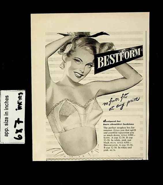 VINTAGE BESTFORM LINGERIE print ad 1950 - bra, girdle $5.99 - PicClick