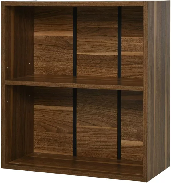 ✅ Libreria Scaffale Mobiletto Armadietto 2 Ripiani 60 × 24 × 63cm Noce Legno