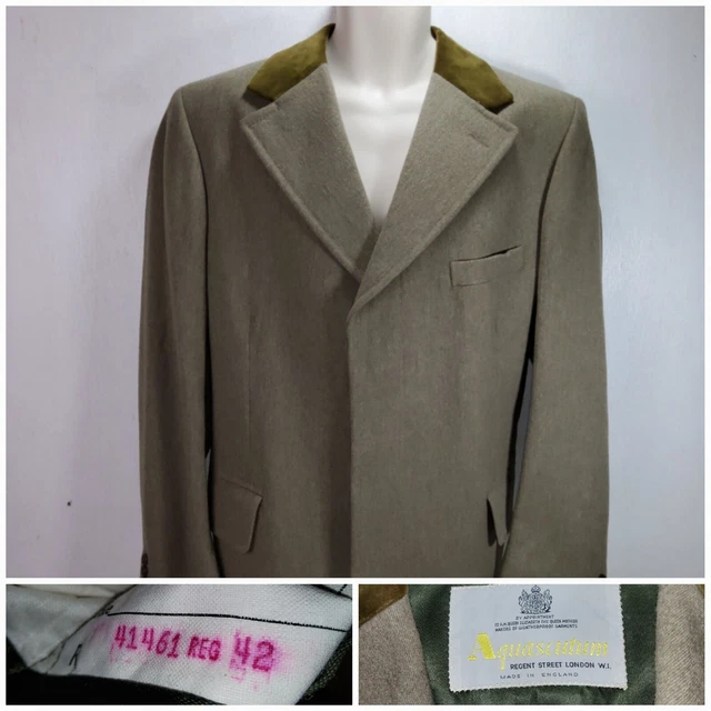 AQUASCUTUM COAT SHOWERPROOF Pure Wool Men's Overcoat UK Size