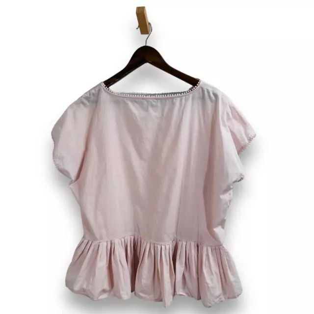 LANE BRYANT TOP Size 14/16 Pink Pleated Gathered Hem Short Sleeve ...
