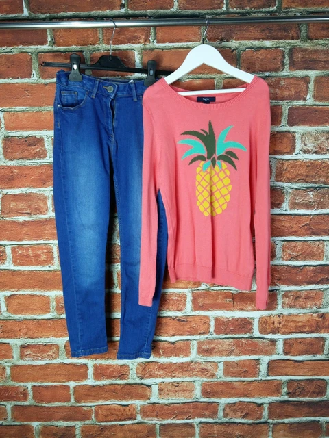 Girls Bundle Age 10-11 Years Next Gap Jumper Top Pineapple Jeans Set Kids 146Cm
