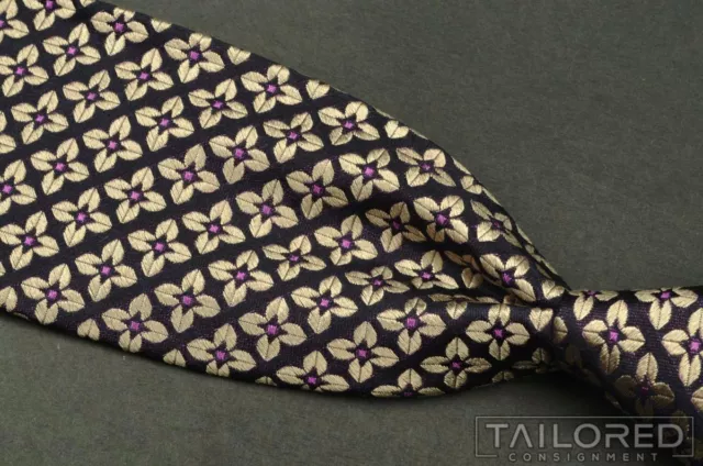 MASSIMO BIZZOCCHI Blue Purple Geometric 100% Silk Mens Luxury Tie - 2.50"