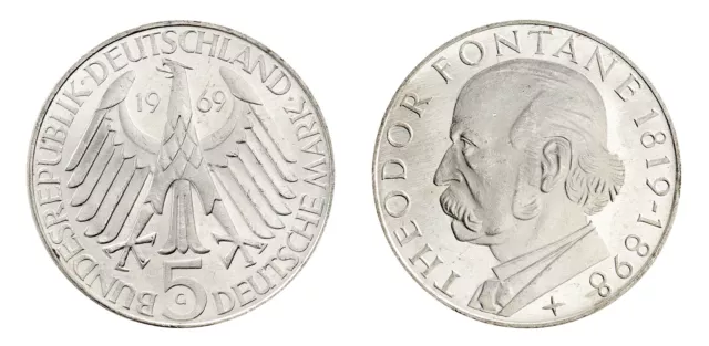 Germany Federal Republic 5 Deutsche Mark, 1969, KM #125, XF, Commemorative