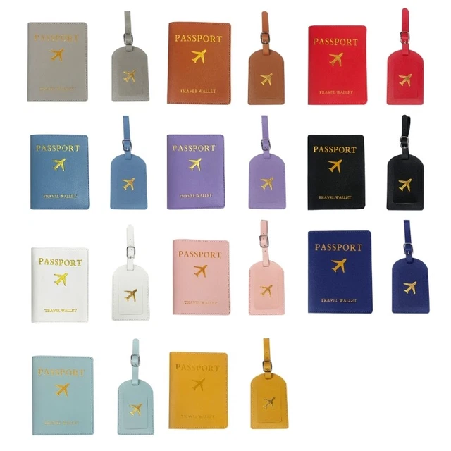 PU Leather Passport Cover Luggage for Women Men Lover Travel Weddings Gift