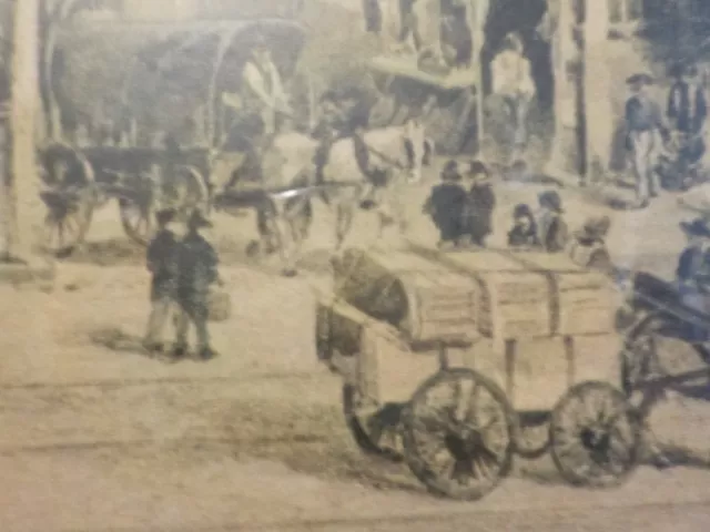 Antique picture of Washington Market in New York City 1883   (JK)