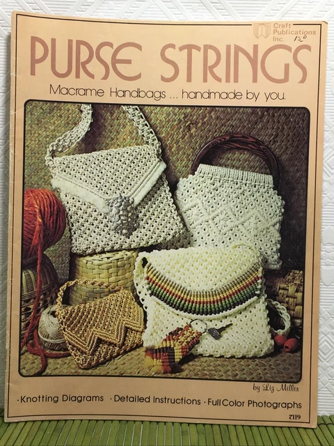 Bolsos de hombro vintage con cuerdas de cartera patrones de macramé Liz Miller