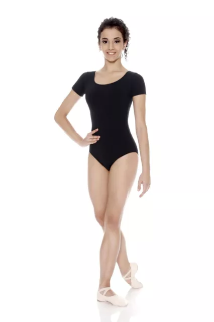 So Danca LO-03JS Black Women's Petite (0-2) Scoop Neck Short Sleeve Leotard