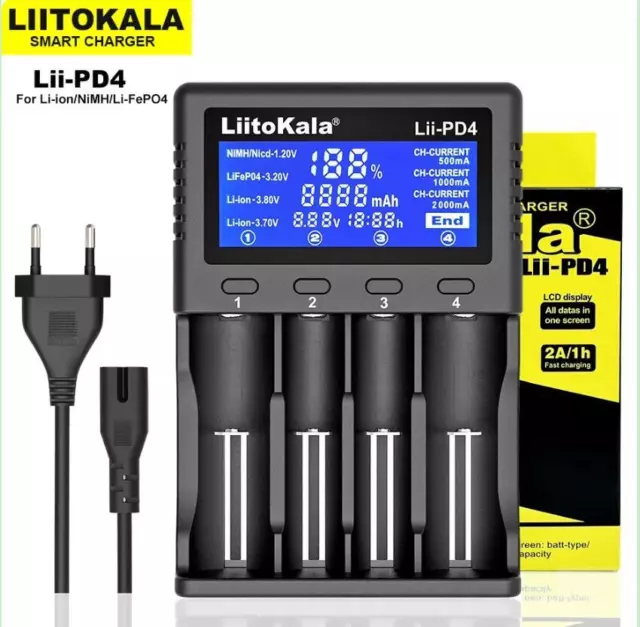 LiitoKala Lii-PD4 LCD Display Battery Charger For 21700 26650 18650 AA AAA FS