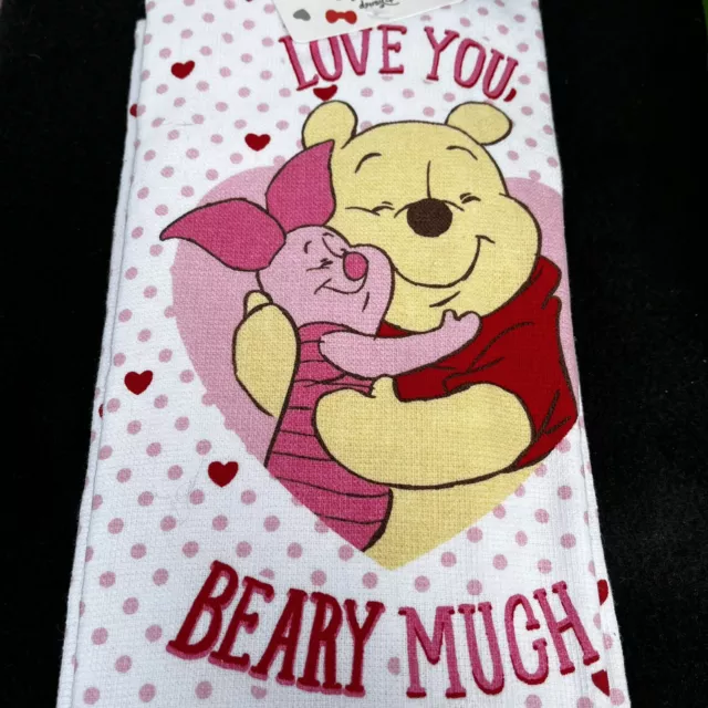 Paquete de 2 toallas de mano de cocina Disney Winnie the Pooh día de San Valentín Love Beary mucho