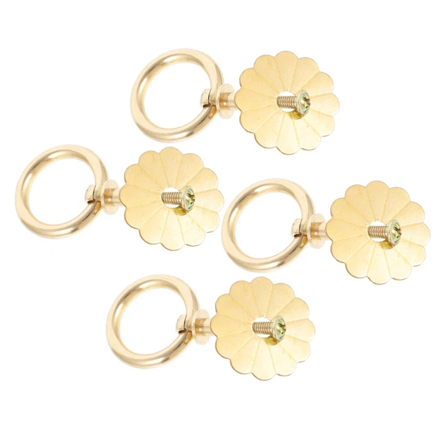 4 Pcs brass cabinet knobs ring drawer pulls dresser drawer pulls cabinet dr