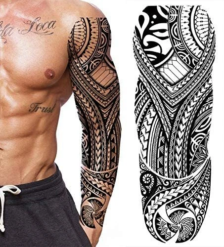 Tatouage Éphémère Homme Femme Bras, Faux Tattoo Temporaire, Sleeve Polynesian 2