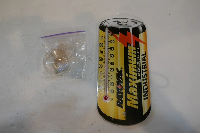 N.O.S Rayovac Industrial Battery Advertising Thermometer 7in Tall & Nice