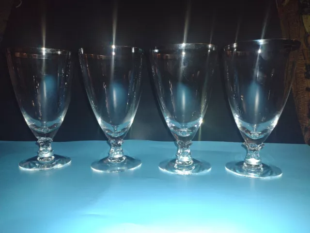 4 FOSTORIA CRYSTAL STEMWARE  WEDDING RING SILVER RIM Ice Tea Water Wine Goblets