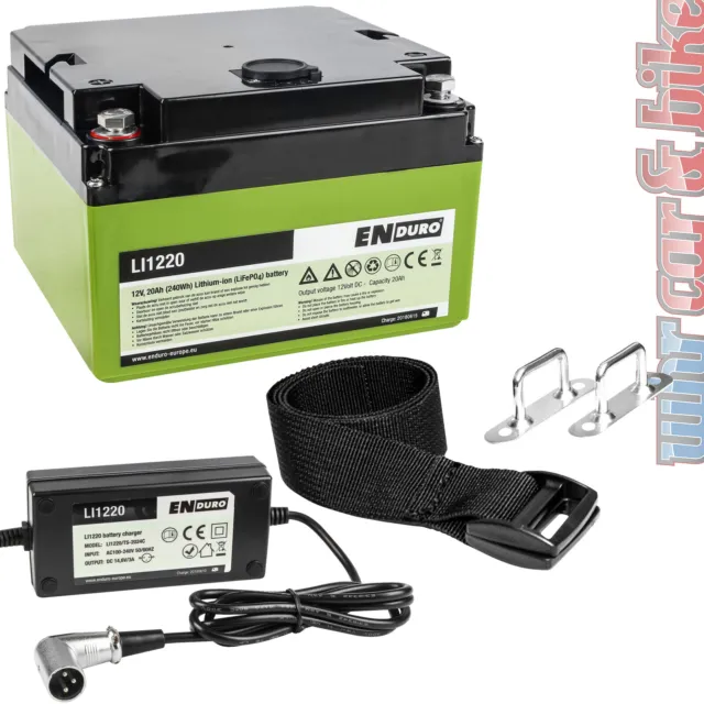 Enduro Lithium Batterie Akku 12V 20Ah LI1220 LiFePO4 für Rangierhilfen