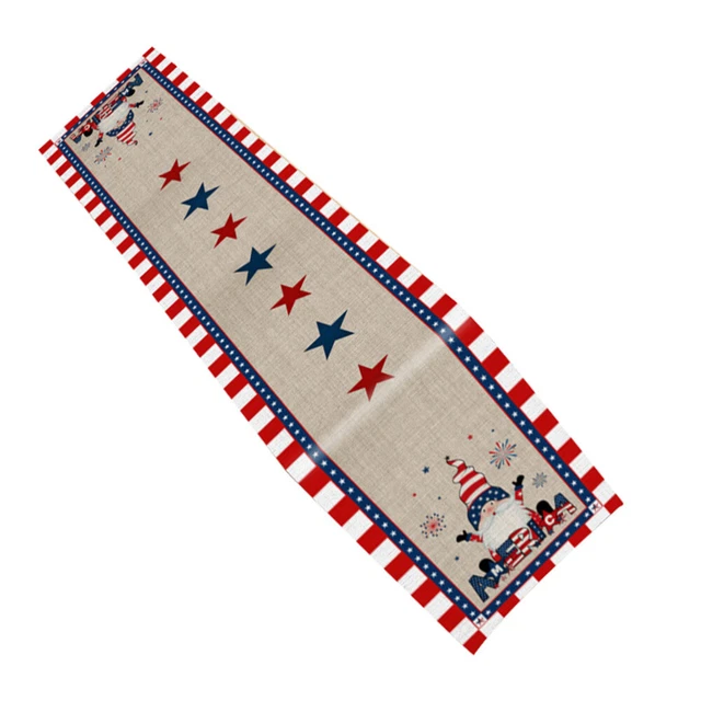 Juego de mesa corredor de mesa para el Día de la Independencia mantel resistente al agua rayas