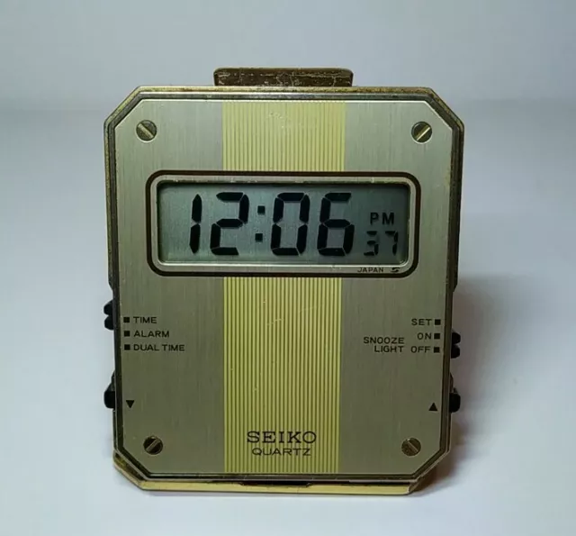 SEIKO QUARTZ QEK203F Travel Alarm Clock Pocket Travelling Watch Gold Tone  Works £ - PicClick UK