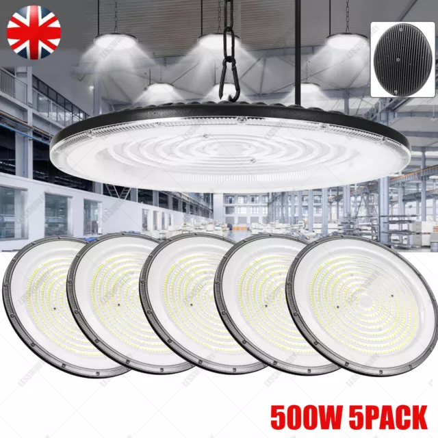 5PACK 500W LED High Bay Light LED UFO Low Bay UFO Warehouse Industrial Lighting