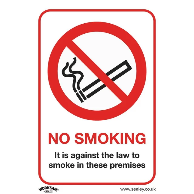 Sealey SS12V1 Interdit Sécurité Signe - non Fumeur (Sur Locaux) - Autocollant