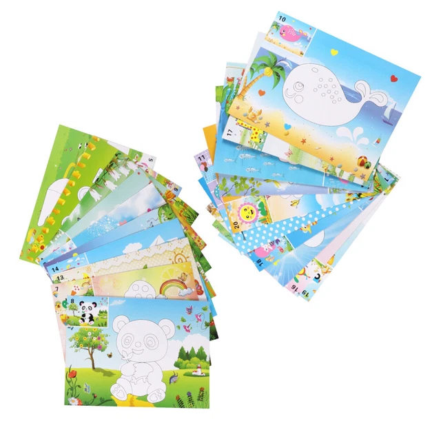 20 Pack Toddler Kids Scrapbook Kit Unpainted Mosaic Sticker Art
