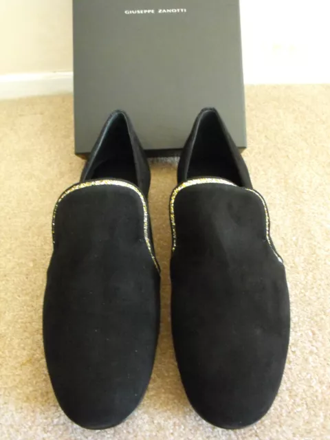 NIB Giuseppe Zanotti ITALY Handmade Black Suede Loafers US 12 UK 11 EU 45