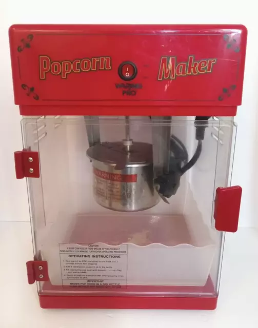 Waring Pro Popcorn Maker WPM25 Professional Red 8 Cup 300 Watt 17x11.5x11