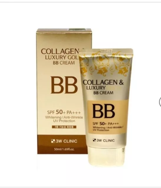 3W CLINIC Colágeno Lujo Oro BB Crema FPS 50+ PA++ Blanqueamiento Antiarrugas 50ml