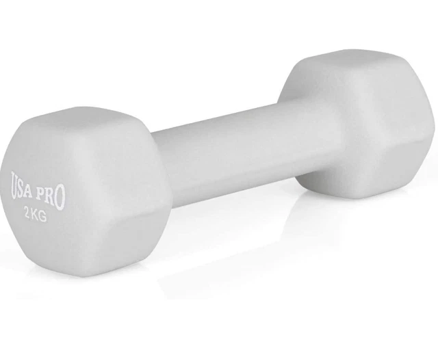 USA PRO DUMBBELLS Fitness 2 KG Pair Neoprene coated Light Grey Set of 2 12.79 PicClick UK