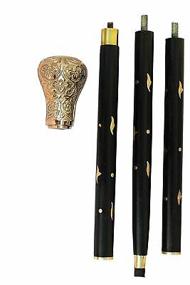Working Style Brass Top The Design Ball Handle Victorian Wood Cane Walking Stick