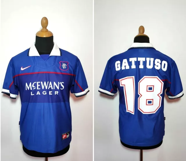 1997-1999 Glasgow Rangers FC Soccer Jersey Shirt Home Mcewan's Lager  Nike M BNWT