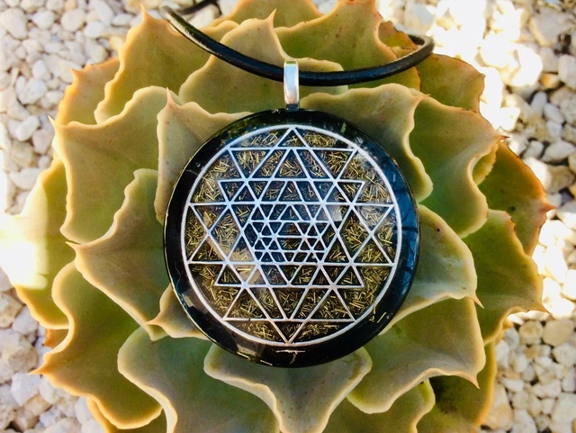 Orgone Pendant Necklace Sacred Geometry Sri Yantra & Shungite EMF PROTECTION USA