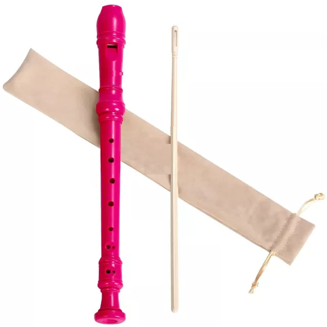 Indian Traditional Soprano Recorder 8 Hole Drak Pink Color With Cleaning Rod