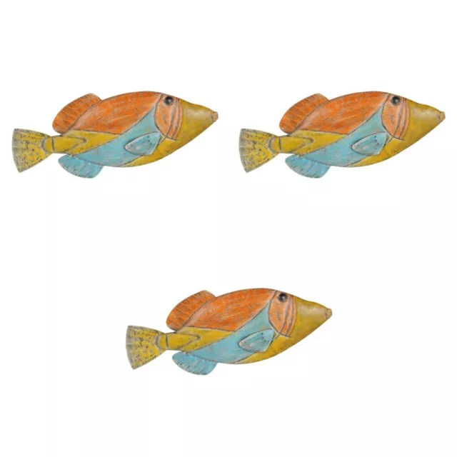 3 Pcs Schmiedeeisen Fisch Wandbehang Ozean-Dekor Dekorationen