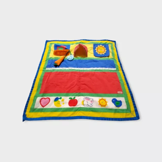 Vtg Playskool Fold N Go Baby Activity Play Mat 80s Busy Blanket Quilt 1987