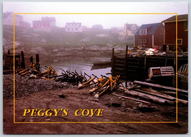 Peggy's Cove NS Anchors On Shore Lobster Traps Postcard