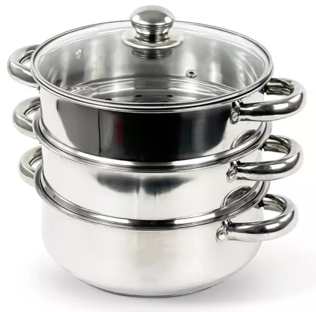 28cm 5 Tier Steam Cooker Steamer Pan Cook Food Veg Pot Stainless Steel