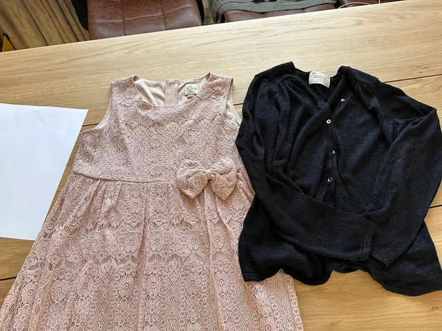 Pacchetto vestiti ragazze outfit 11-12 Lindy bop pizzo rosa abito Zara cardigan nero