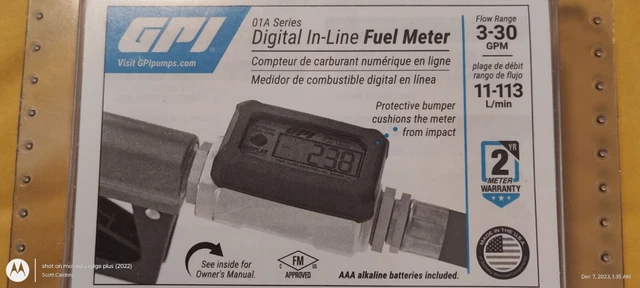GPI Digital Fuel Meter — 1in. Inlet/Outlet, 3 to 30 GPM, Model# 01A31GM