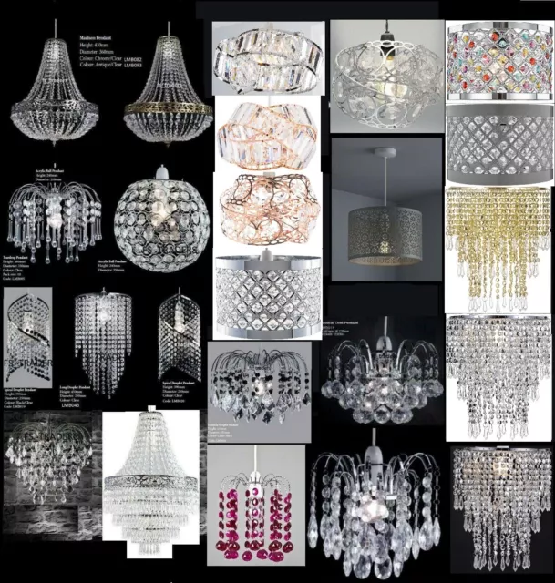 Chandelier Style Modern Ceiling Light Shade Droplet Pendant Acrylic Crystal Bead