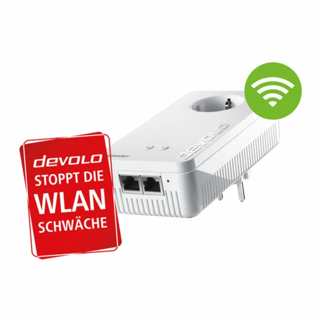 devolo WiFi Repeater+ AC Mesh WLAN 1200 Mbit/s  Steckdose 2x Gigabit LAN