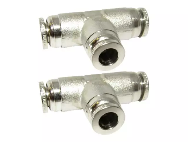 Numatics 1/8" PTC X 1/8" PTC X 1/8" PTC Brass/Nickel Union Tee Fittings - 2 Pack