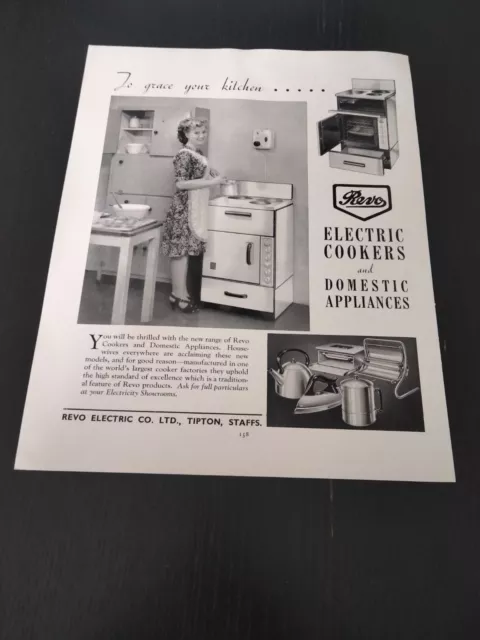 1949 Revo Electric Cookers And Domestic Appliances Vintage Ad Pub