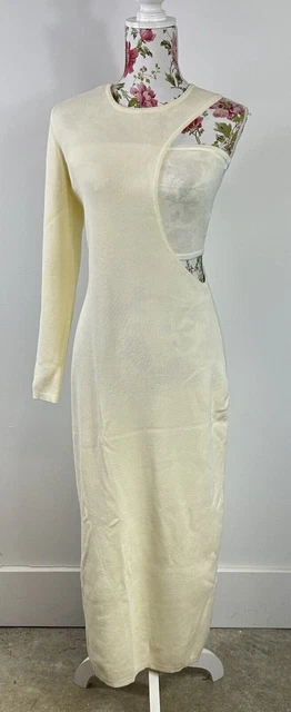 MISS SHOP SIZE L Tutti Frutti Ivory maxi asymmetric sleeve bandeau