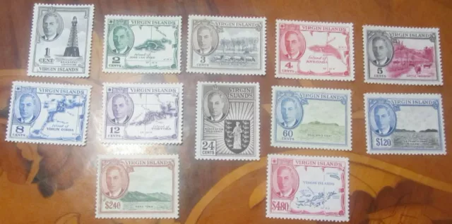 British Virgin Islands 1952 King George VI Set Mint SG136-147 cat £60 light toni