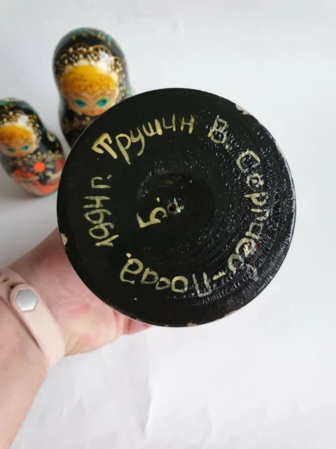 Matroschka Babuschka Puppen 5er Set Signiert Russland Vintage Mærchen Motiv 18cm 6