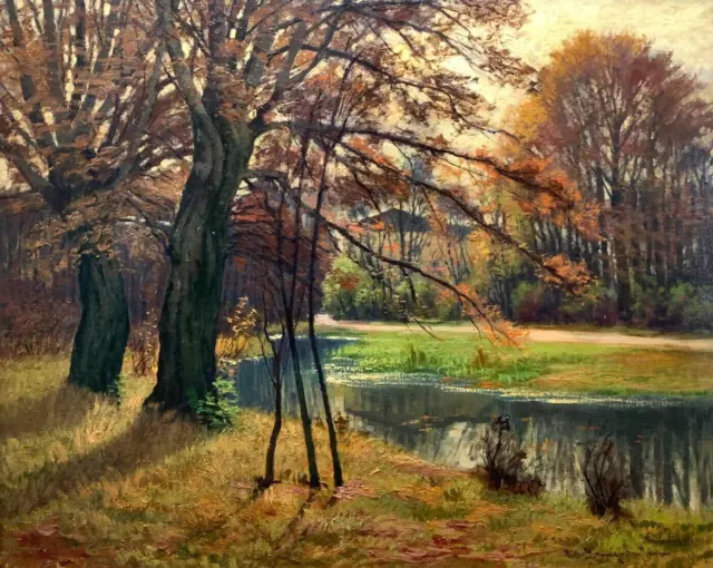 Ölgemälde wohl Carl Müller Baumgarten 1879-1964 Englischer Garten München