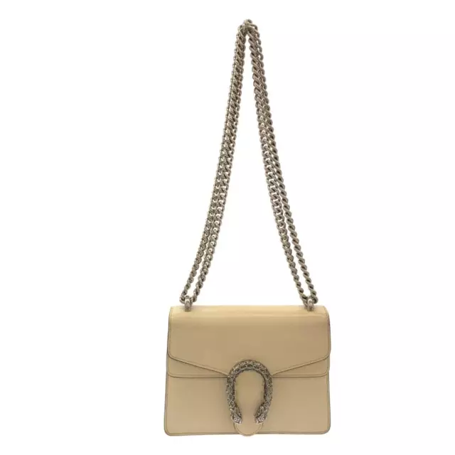 Auth GUCCI Dionysus 421970 Cream Silver Leather - Shoulder Bag