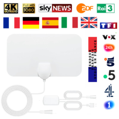 Amplificateur Booster Signal Performante pour Reception TNT Difficile Chaînes Locales Gratuites 1080P 4K Antenne TV Intérieur Puissante 2020 Dernier 