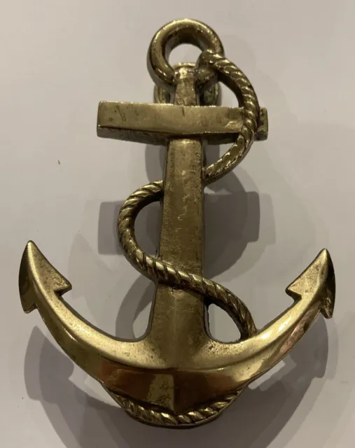 Vintage Nautical Solid Brass Ship Anchor Rope Design Door Knocker  Boat Navy